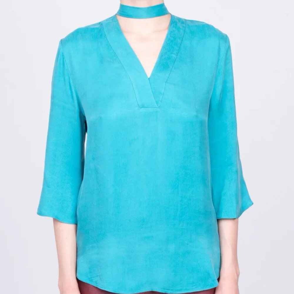 Sandro V neck bow tie blouse